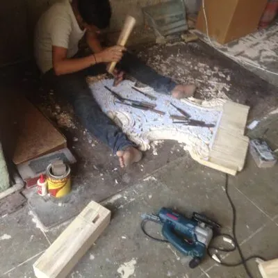 Wedding stage carving details